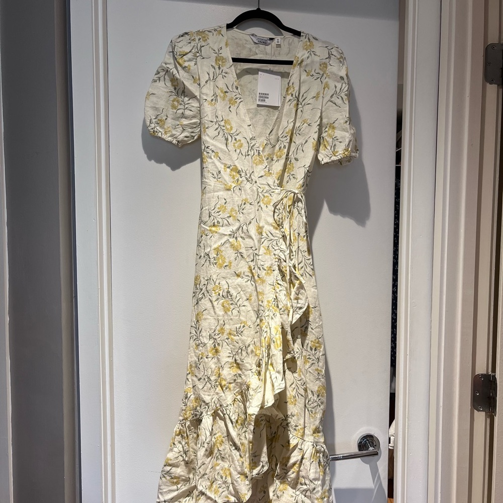 & Other Stories Ruffle Floral Linen Wrap Dress Size 8 NWT